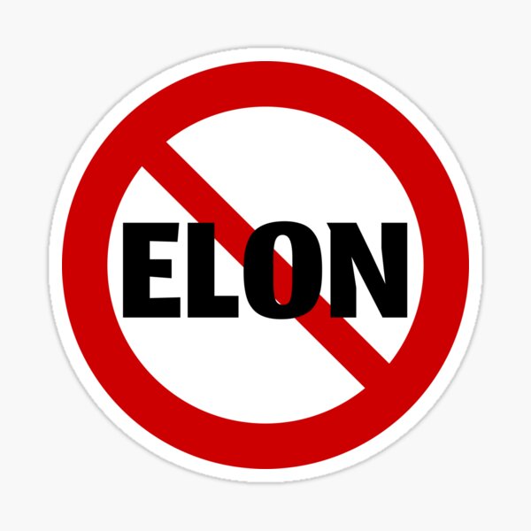 Item preview, NO ELON (with a transparent background) Round Anti-Elon Musk Bumper Sticker Decal For Tesla Owners! Sticker designed and sold by MiaSky Fox.