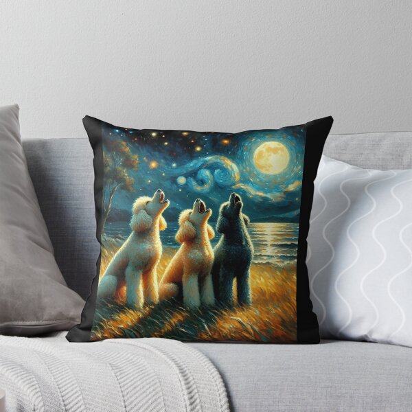 Item preview, Starry Night Three Poodles Howling at Moon Dog Lover designed and sold by Kimberley King Art  King Art.