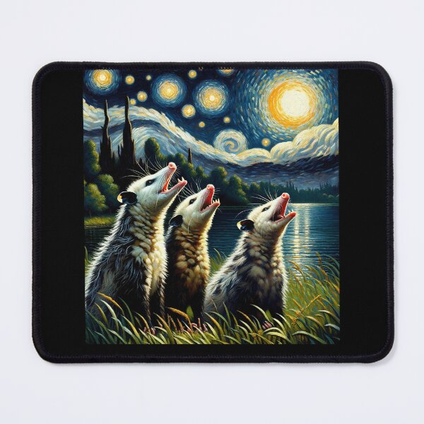 Item preview, Starry Night Three Possums Howling at Moon Opossum Lover designed and sold by Kimberley King Art  King Art.