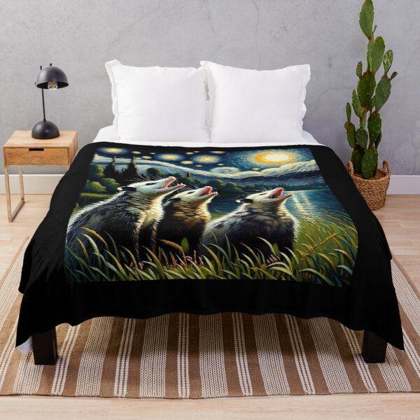 Item preview, Starry Night Three Possums Howling at Moon Opossum Lover designed and sold by Kimberley King Art King Art.