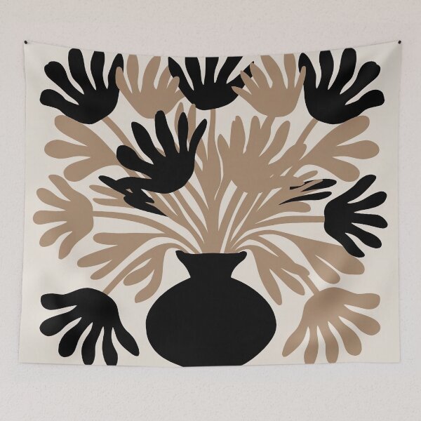 Item preview, Black & Beige Flower painting inspired by Matisse designed and sold by Tamas Das.