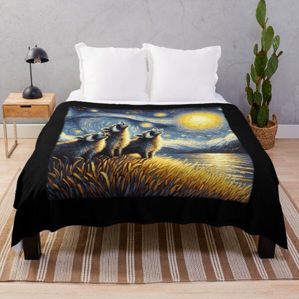 Item preview, La noche estrellada Tres mapaches aullando a la luna Amante de Van Gogh designed and sold by Kimberley King Art King Art.