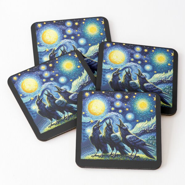 Artikelvorschau, Sternennacht Drei Raben heulen den Mond an Van Gogh Lover entworfen und verkauft von Kimberley King Art King Art.