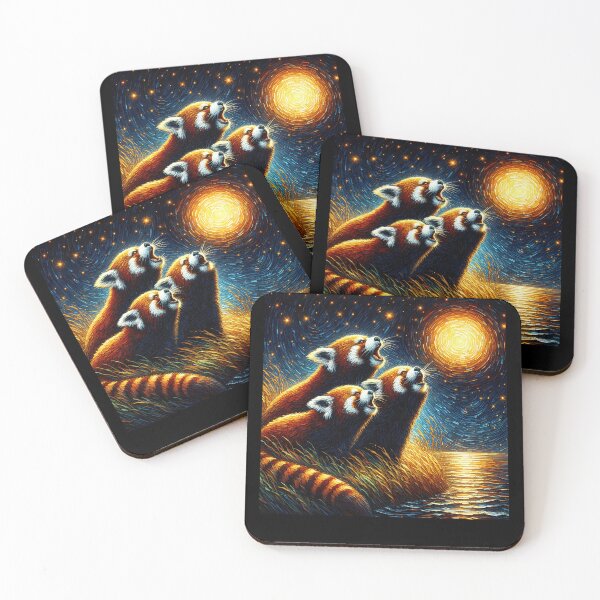 Item preview, Starry Night Three Red Pandas Howling at Moon Red Panda Lover designed and sold by Kimberley King Art  King Art.