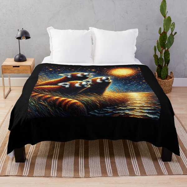 Item preview, Starry Night Three Red Pandas Howling at Moon Red Panda Lover designed and sold by Kimberley King Art King Art.