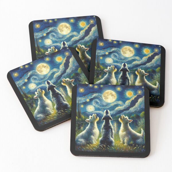 Item preview, Starry Night Three Scottish Terriers Howling at Moon Dog Lover designed and sold by Kimberley King Art  King Art.