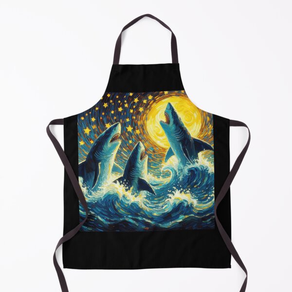 Item preview, Starry Night Three Sharks Howling at Moon Van Gogh Lover designed and sold by Kimberley King Art King Art.