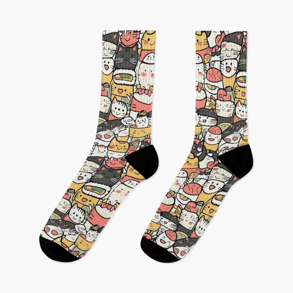 Item preview, Whimsical doodle drawings with quirky cats and sushi designed and sold by Piotrek0001.