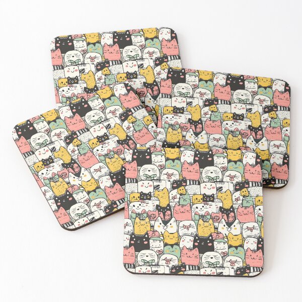 Item preview, Cheerful doodle illustrations showcasing cats and sushi charm designed and sold by Piotrek0001.