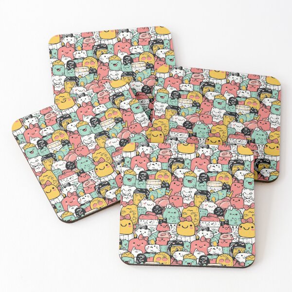 Item preview, Modern doodle charm with cute cats and sushi designed and sold by Piotrek0001.