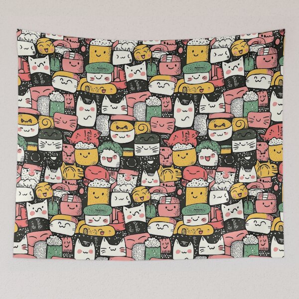 Item preview, Playful doodle art uniting feline charm and sushi designed and sold by Piotrek0001.