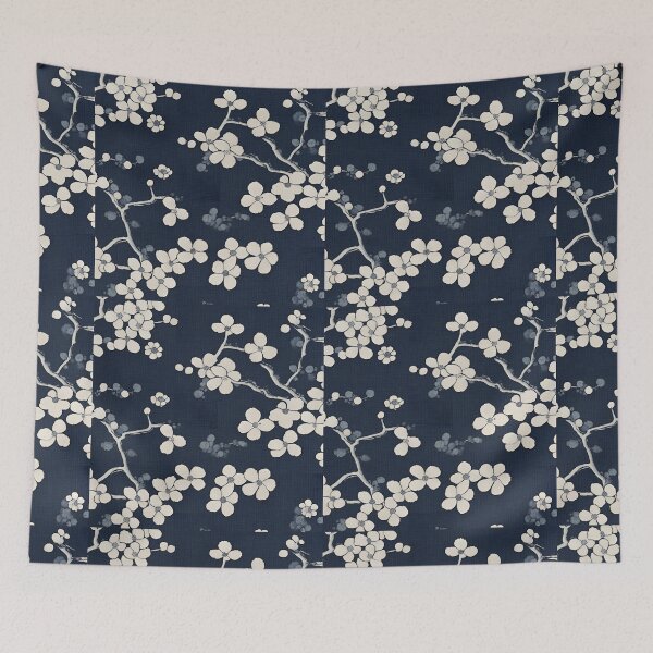 Item preview, Delantal de almohada con diseño de flores de cerezo inspirado en Ikat de inspiración Kasuri – Decoración tradicional índigo designed and sold by CottageGingham.