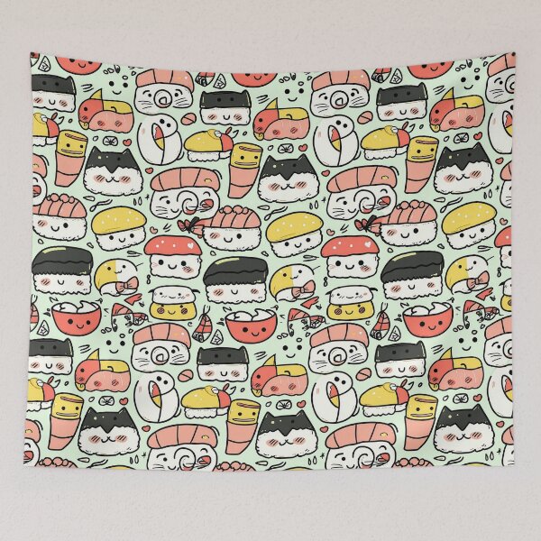 Item preview, Cute doodle creations showcase cats with sushi twists designed and sold by Piotrek0001.
