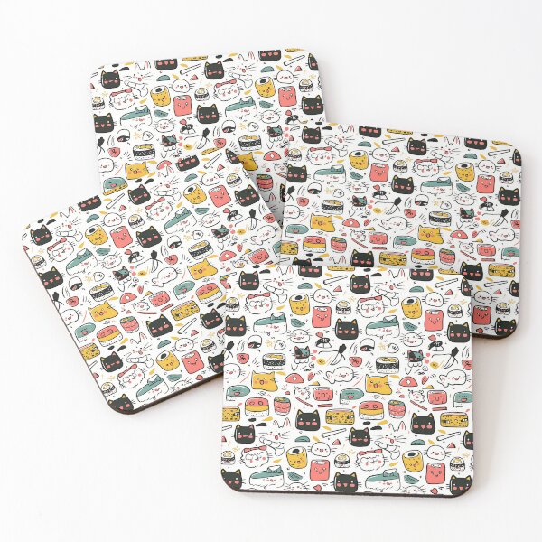 Item preview, Adorable feline doodles fused with quirky sushi imagery designed and sold by Piotrek0001.