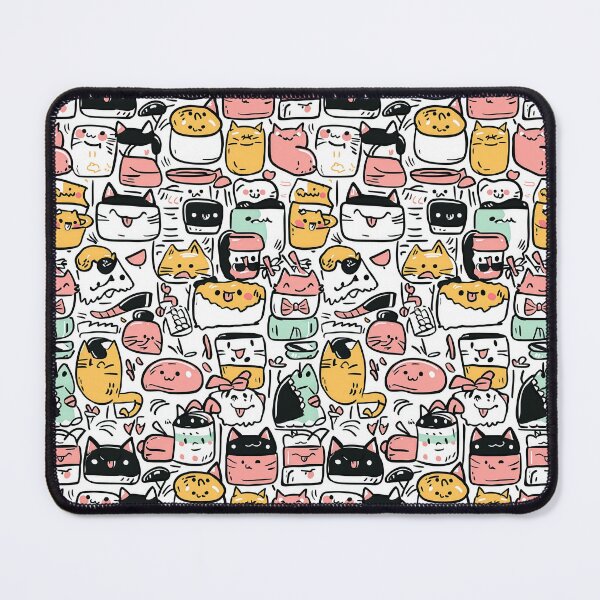 Item preview, Delightful doodle collage featuring feline and sushi charm designed and sold by Piotrek0001.