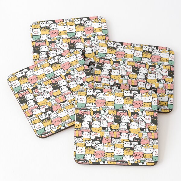 Item preview, Lively doodle art showcasing cats with sushi accents designed and sold by Piotrek0001.