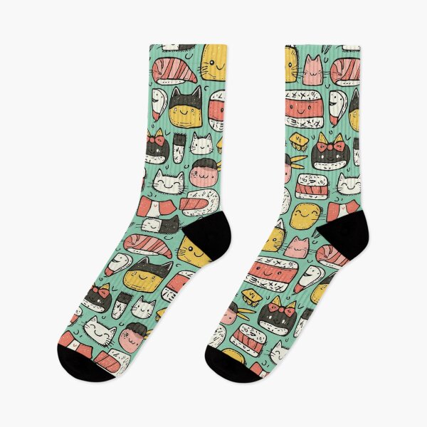 Item preview, Whimsical doodle scenes blending cats and sushi dreams designed and sold by Piotrek0001.