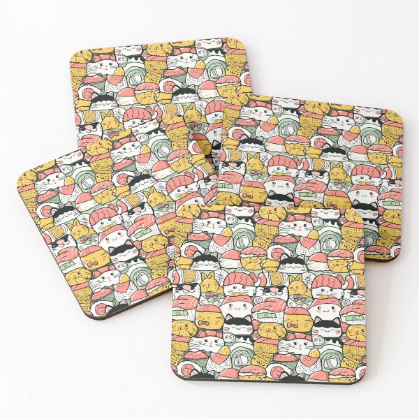 Item preview, Colorful doodle sketches with cats and sushi flair designed and sold by Piotrek0001.