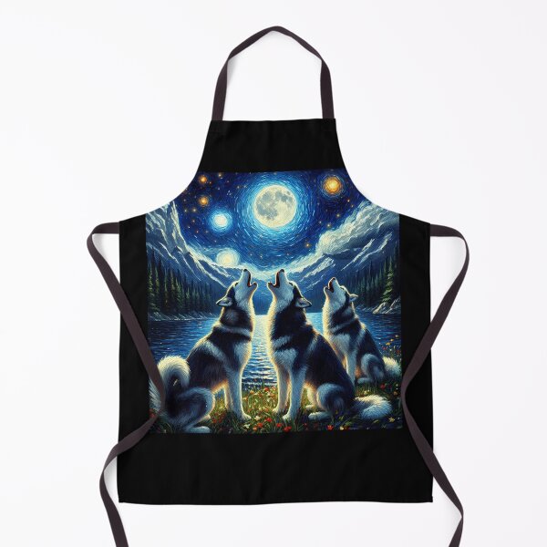 Item preview, Starry Night Three Siberian Huskies Howling at Moon Dog Lover designed and sold by Kimberley King Art King Art.