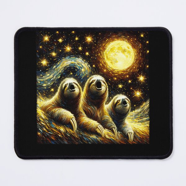 Item preview, Starry Night Three Sloths Howling at Moon Van Gogh Lover designed and sold by Kimberley King Art King Art.