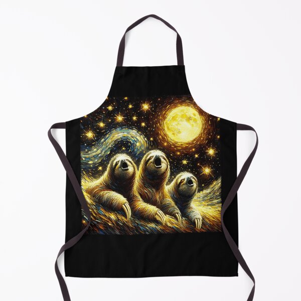 Item preview, Starry Night Three Sloths Howling at Moon Van Gogh Lover designed and sold by Kimberley King Art King Art.