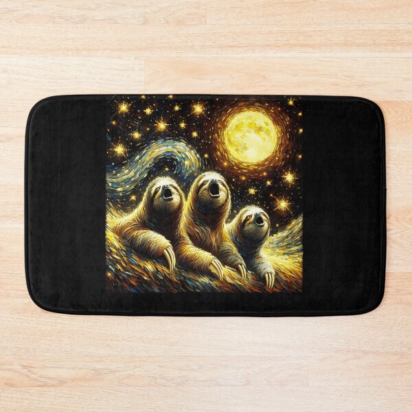 Item preview, Starry Night Three Sloths Howling at Moon Van Gogh Lover designed and sold by Kimberley King Art  King Art.