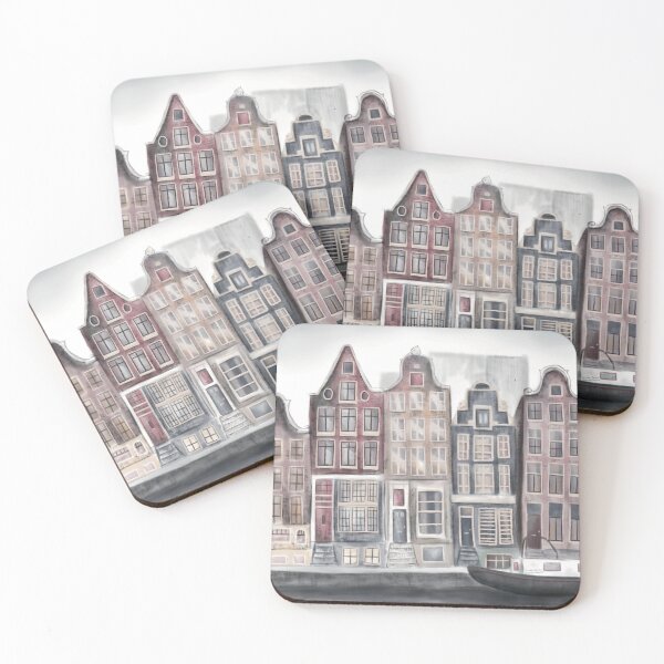 Item preview, Amsterdam Canal Houses Painting Moody Atmosphere designed and sold by Sheridan T.