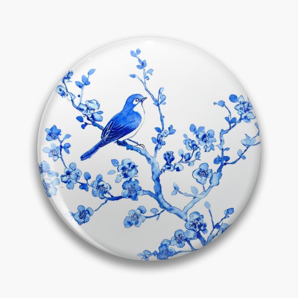 Item preview, Blue Chinoiserie Blossom with Birds – Elegant Watercolor Art designed and sold by GraphicGreets.