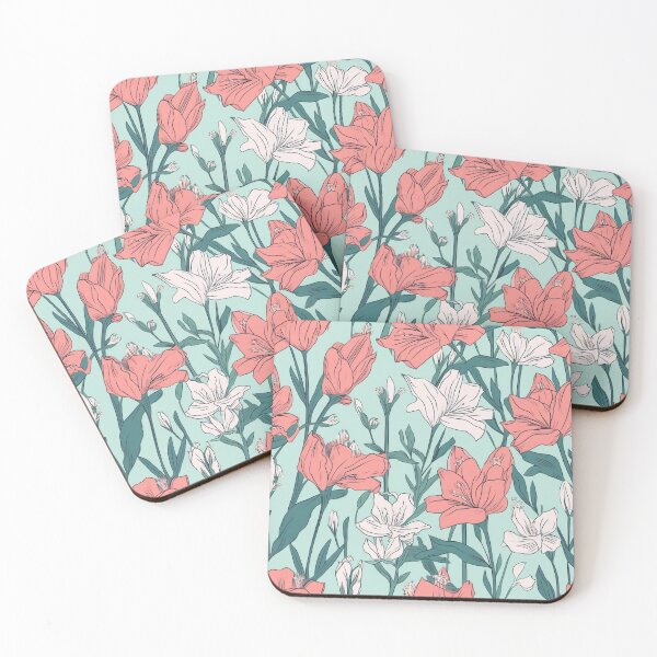 Item preview, Floral Elegance, Amaryllis in Coral pink and light sage designed and sold by PigmeArt.