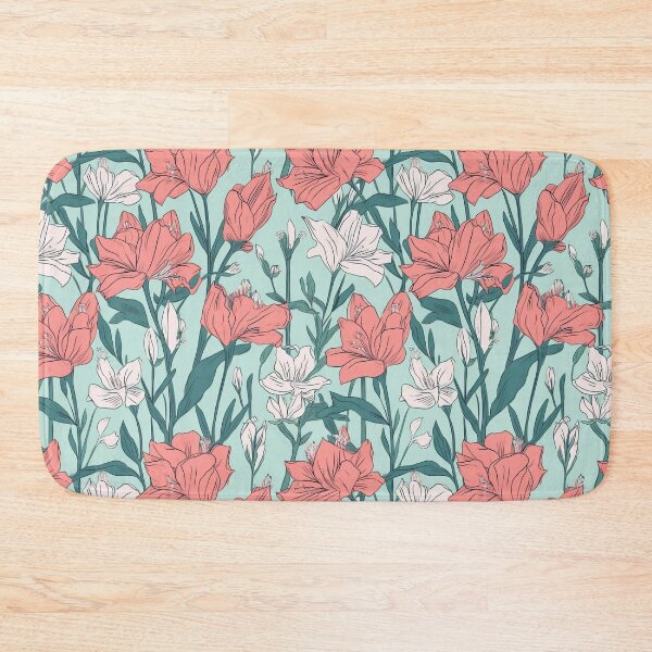Item preview, Floral Elegance, Amaryllis in Coral pink and light sage designed and sold by PigmeArt.