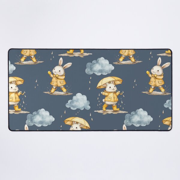Item preview, Rainy days for bunny rabbits in yellow raincoat and boots umbrella designed and sold by Milatoo.