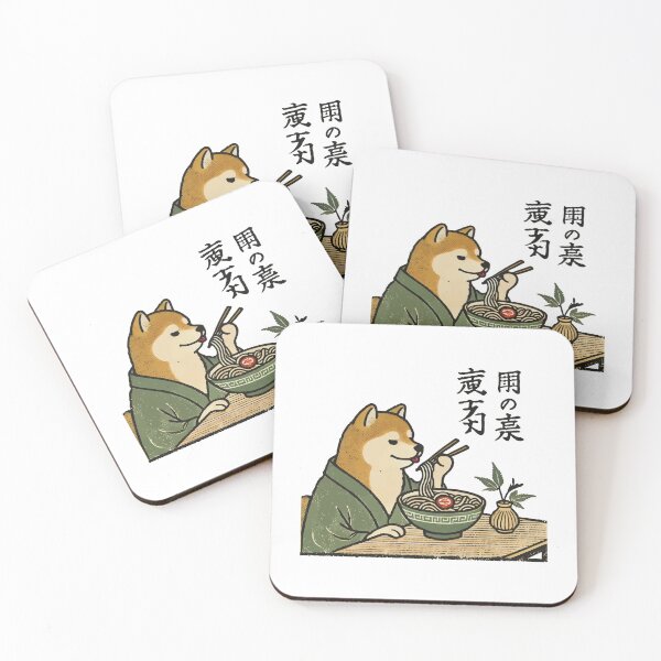 Item preview, Retro Japan Ukiyo-e Shiba Dog Eats Ramen Noodles designed and sold by LuminOrb.