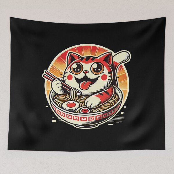 Item preview, Streetwear Cat Ramen Noodles Japanese Happiness designed and sold by LuminOrb.