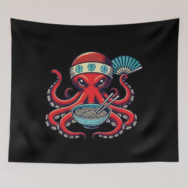 Item preview, Ramen Noodles Octopus Retro Japan designed and sold by LuminOrb.