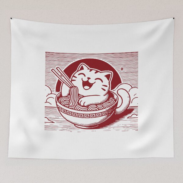Item preview, Kawaii Cat Ramn Noodles Japanese Streetwear designed and sold by LuminOrb.