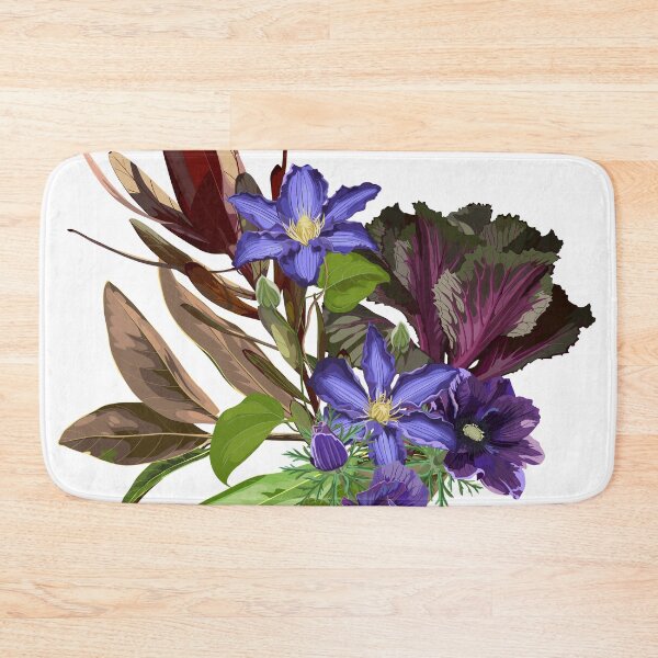 Item preview, Tropical violet flowers, branches and exotic leaves composition. designed and sold by MatyKotiv.