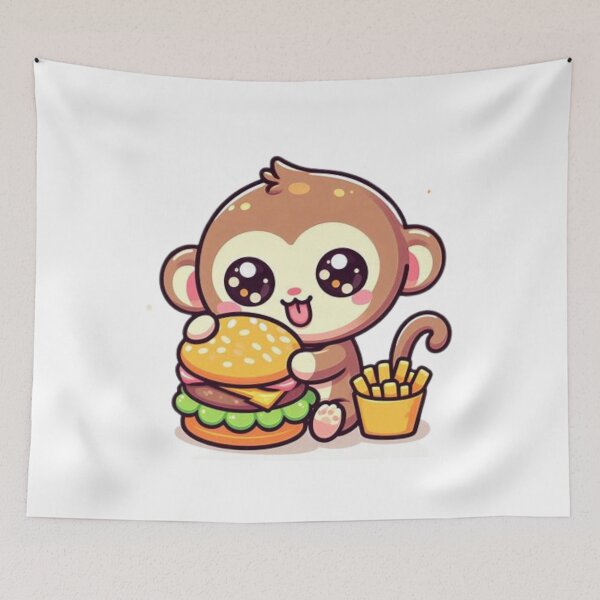 Item preview, monkey eating burger designed and sold by Eternalski.