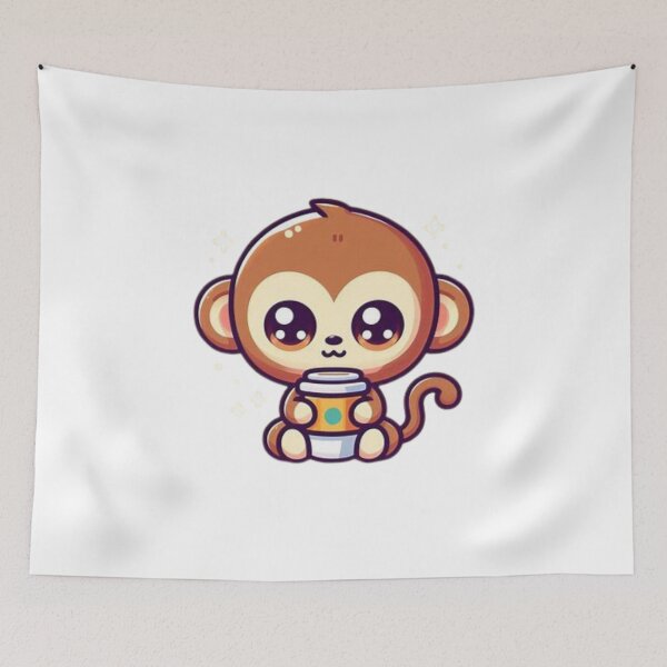 Item preview, monkey with coffee designed and sold by Eternalski.