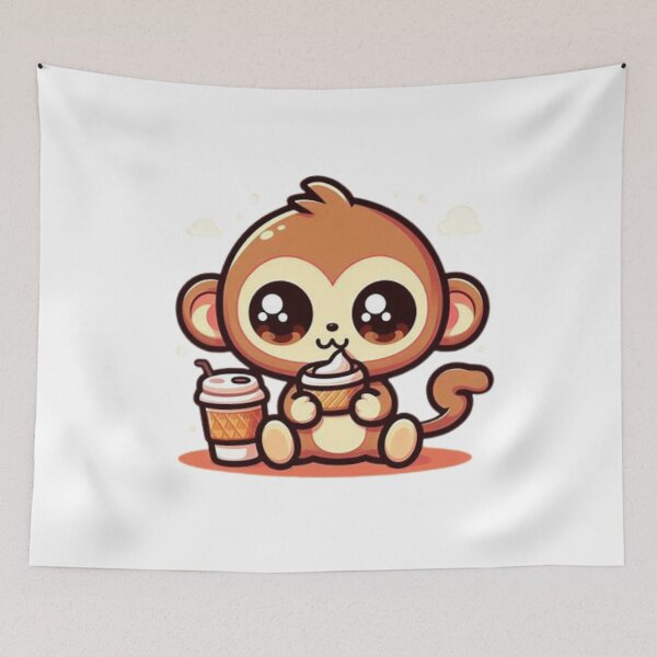Item preview, monkey with coffee designed and sold by Eternalski.