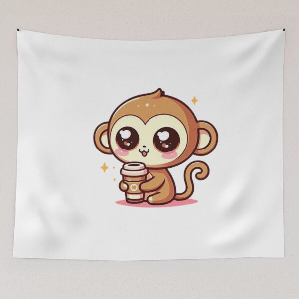 Item preview, monkey with coffee designed and sold by Eternalski.