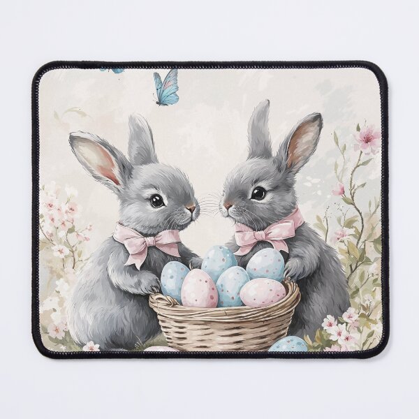 Item preview, "Charming Easter Bunnies Surrounded by Bright Flowers" designed and sold by NelenaArt.
