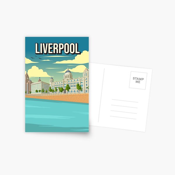 Item preview, Liverpool England vintage minimal retro travel poster designed and sold by Stadify.