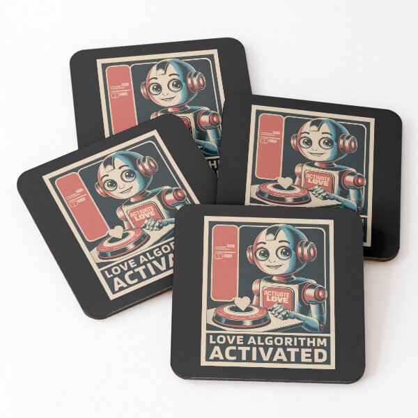 Item preview, Love Algorithm Activated Vintage Sci-Fi AI Robot Art designed and sold by Designer-Girl.
