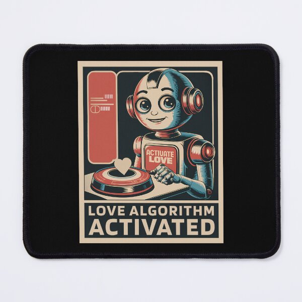 Item preview, Love Algorithm Activated Vintage Sci-Fi AI Robot Art designed and sold by Designer-Girl.