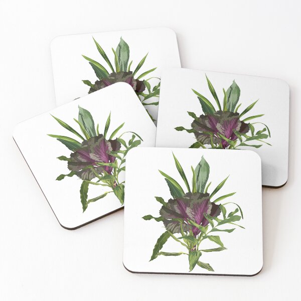Item preview, Tropical violet flowers, branches and exotic leaves composition over white. Japanese new year flower.  designed and sold by MatyKotiv.