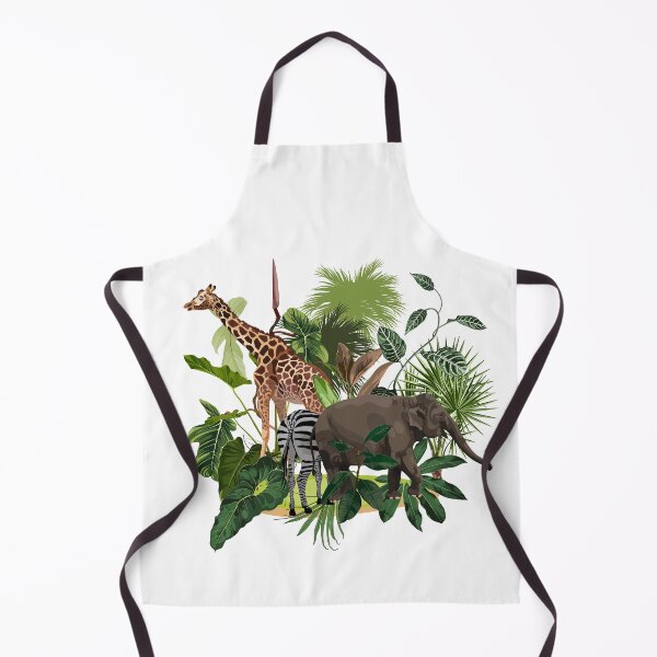 Item preview, Graceful giraffe, zebra, elephant and tropical flowers palm leaves composition. designed and sold by MatyKotiv.