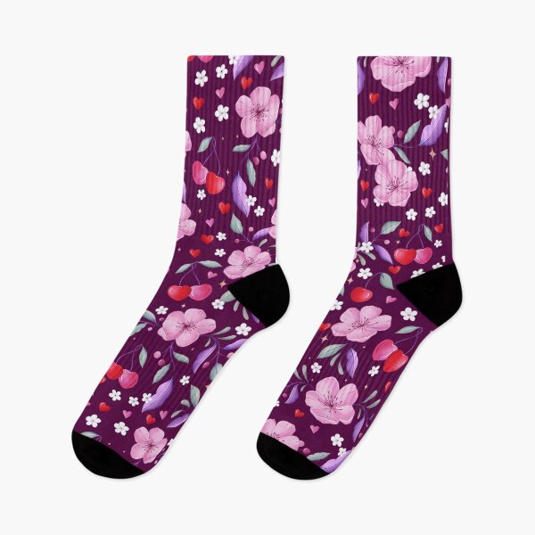 Item preview, Cherry blossom flowers, hearts and cherries. Pattern lovers. Romantic vibes.  designed and sold by Sandra Brezina.