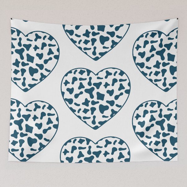 Item preview, Big Royal Blue Cow Patches on White Cowhide | Continues White Cow Heart designed and sold by PatternPen.