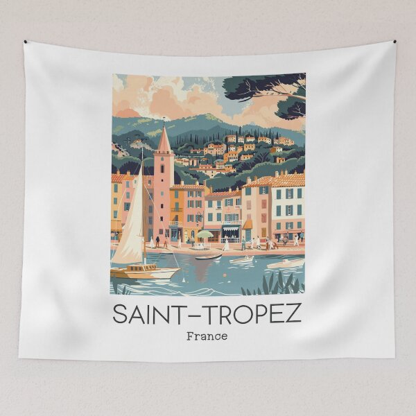 Item preview, A Vintage Travel Illustration of Saint-Tropez - France  designed and sold by GoodOldVintage.