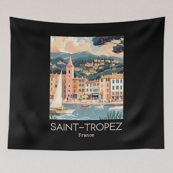 Item preview, A Vintage Travel Illustration of Saint-Tropez - France  designed and sold by GoodOldVintage.